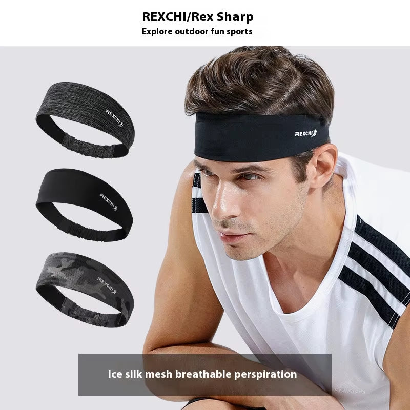 Sports Headband for Men, Outdoor Cycling, Ice Silk, Breathable Fitness, Running, Basketball, Sweat Wicking and Absorbent Headban