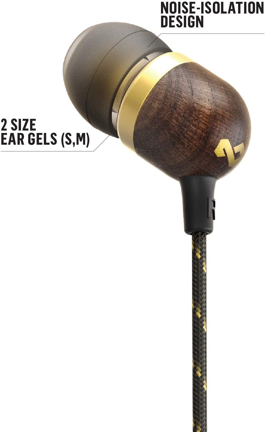 Smile Jamaica: Wired Earphones with Microphone, Noise Isolating Design, and Sustainable Materials, Brass