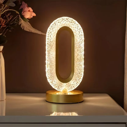 Modern Luxury Oval USB Rechargeable Crystal Table Lamp Living Room Bedroom Bedside Creative Decoration Atmosphere Night Light